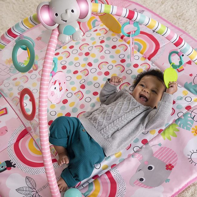 Bright Starts - Salteluta de activitati 5 in 1 Gym & Ball Pit Rainbow Tropics BBB12625
