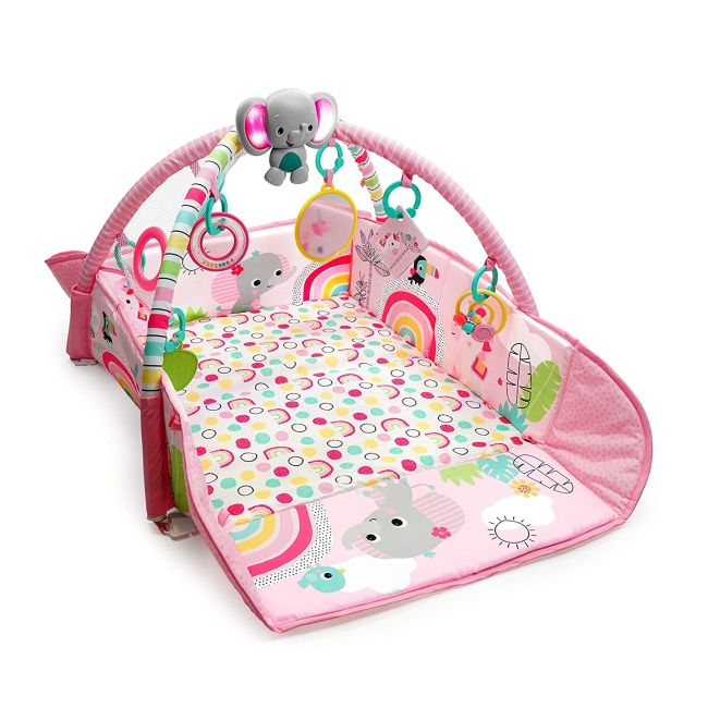 Bright Starts - Salteluta de activitati 5 in 1 Gym & Ball Pit Rainbow Tropics BBB12625