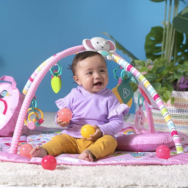 Bright Starts - Salteluta de activitati 5 in 1 Gym & Ball Pit Rainbow Tropics BBB12625