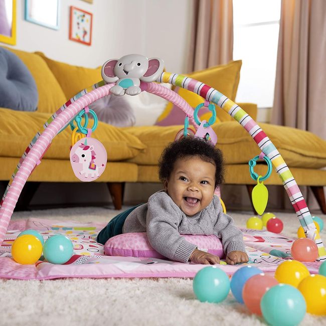 Bright Starts - Salteluta de activitati 5 in 1 Gym & Ball Pit Rainbow Tropics BBB12625