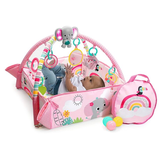 Bright Starts - Salteluta de activitati 5 in 1 Gym & Ball Pit Rainbow Tropics BBB12625
