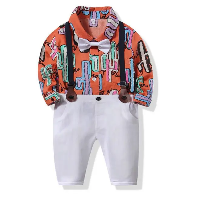 Costum pentru baietei cu papion si body camasuta ADtzb0610-2-H9.12-18 luni (Marimea 21 incaltaminte)
