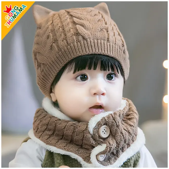 Set maro imblanit caciulita cu fular - Pisicuta MBWHT94-sa3