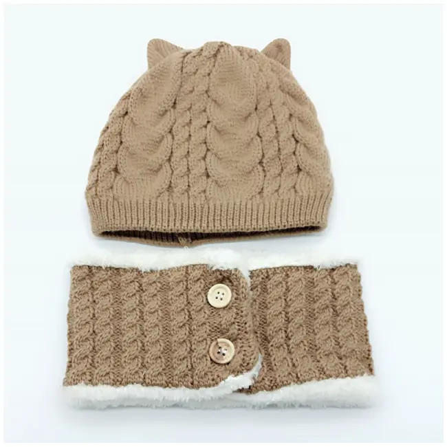 Set maro imblanit caciulita cu fular - Pisicuta MBWHT94-sa3