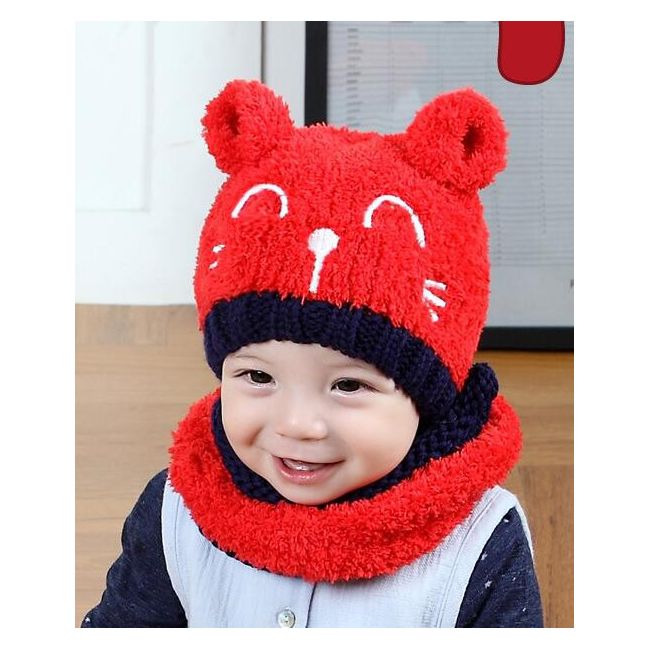 Set rosu caciulita cu fular - Pisicuta MDWHT951-sa1