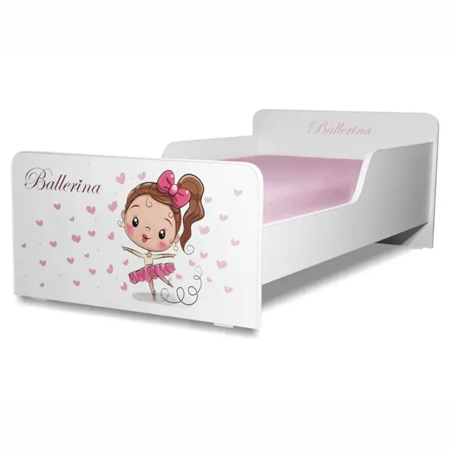 Pat pentru fete Start Balerina  2 - 8 ani, cu saltea 140x70x6 cu lana PC-P-MOK-BAL-70