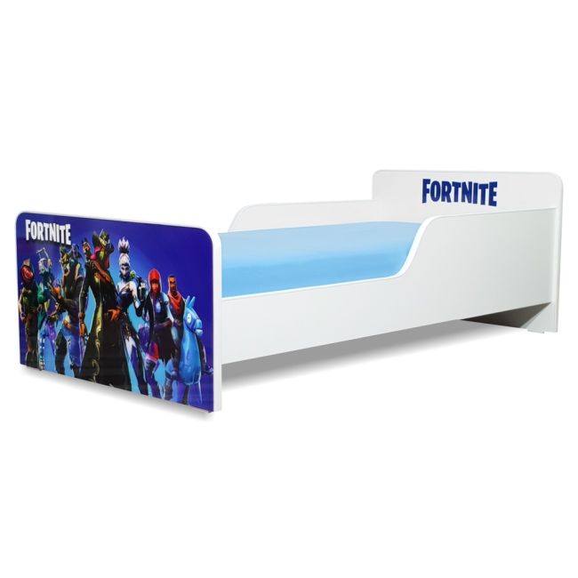 Pat de Copii Start Fortnite destinat copiilor cu varste de la 2  la 12 ani, cu saltea din lana inclusa - PC-P-MOK-FRN-80
