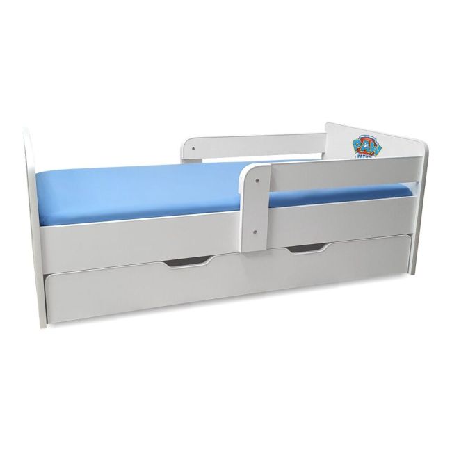 Pat Copii Paw Patrol P2 2-8 Ani Cu Saltea Cu Lana , Sertar Si 2 Protectii Laterale Detasabile - ASC-mk-srt-paw-p2-70