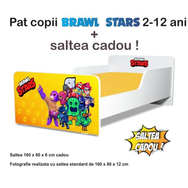 Pat copii Start Brawl Stars 2-12 ani cu saltea din lana PC-P-MOK-BRL-80
