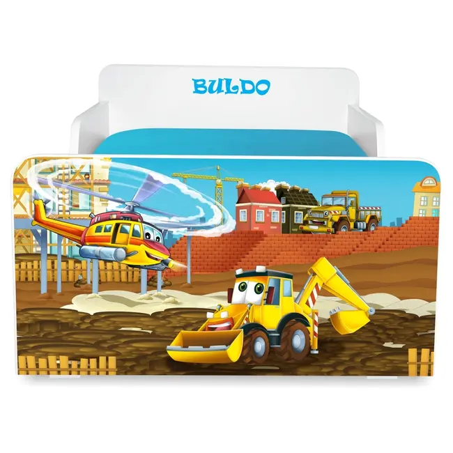 Pat pentru baieti Start Buldozer copii 2-8 ani, fara saltea - PC-P-STR-BUL-70