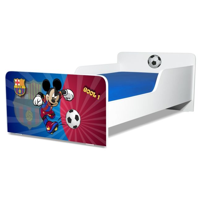 Pat copii Start Fotbal Barca 2-12 ani cu saltea din lana 160x80x6 cm inclusa - PC-P-MOK-FTB-BARCA-80