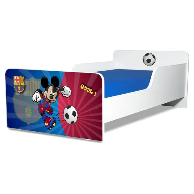 Pat copii Start Fotbal Barca 2-12 ani cu saltea din lana 160x80x6 cm inclusa - PC-P-MOK-FTB-BARCA-80