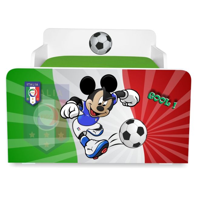 Pat copii Start Fotbal Italia 2-12 ani cu saltea din lana 160x80x6 cm inclusa PC-P-MOK-FTB-ITA-80