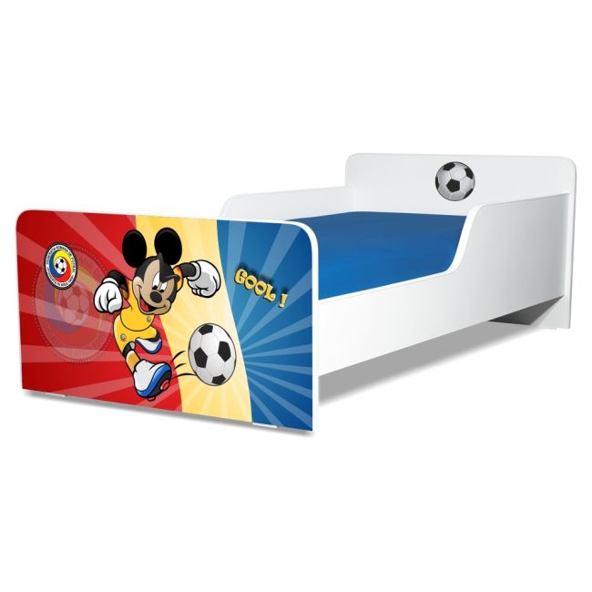 Pat copii Start Fotbal Romania 2-8 ani cu saltea  din lana  140x70x6 cm - PC-P-MOK-FTB-RO-70