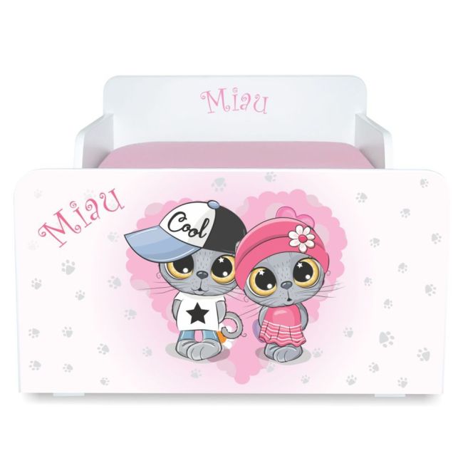 Pat copii Start Miau 2-12 ani cu saltea din lana inclusa - PC-P-MOK-MIA-80