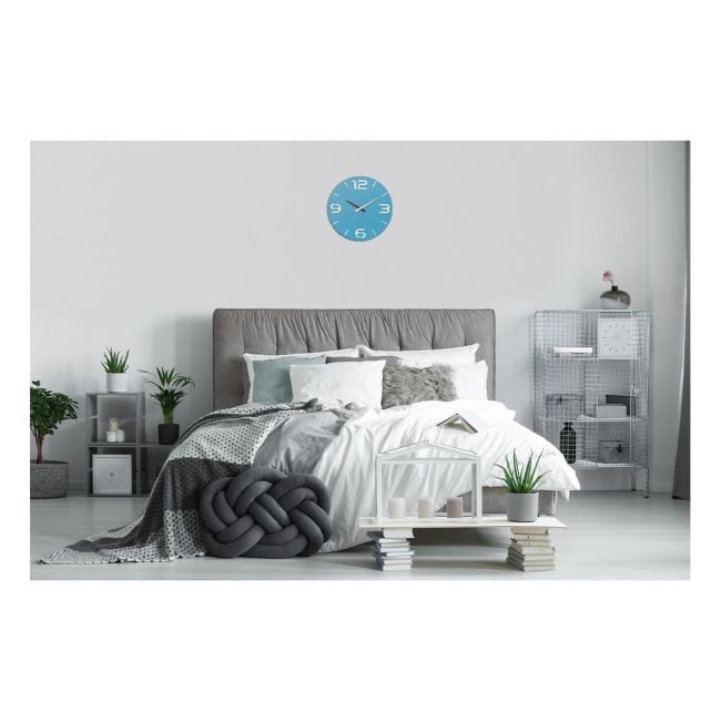 Ceas de perete colorat, analog, creat de designer, model CONTOUR, albastru, TFA 60.3047.14