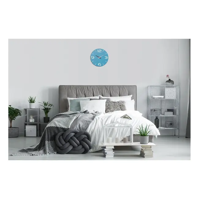 Ceas de perete colorat, analog, creat de designer, model CONTOUR, albastru, TFA 60.3047.14