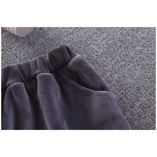 Costum gri captusit cu polar din catifea - Teddy ADOCTSC45-SA10.6-9 luni (Marimea 19 incaltaminte)