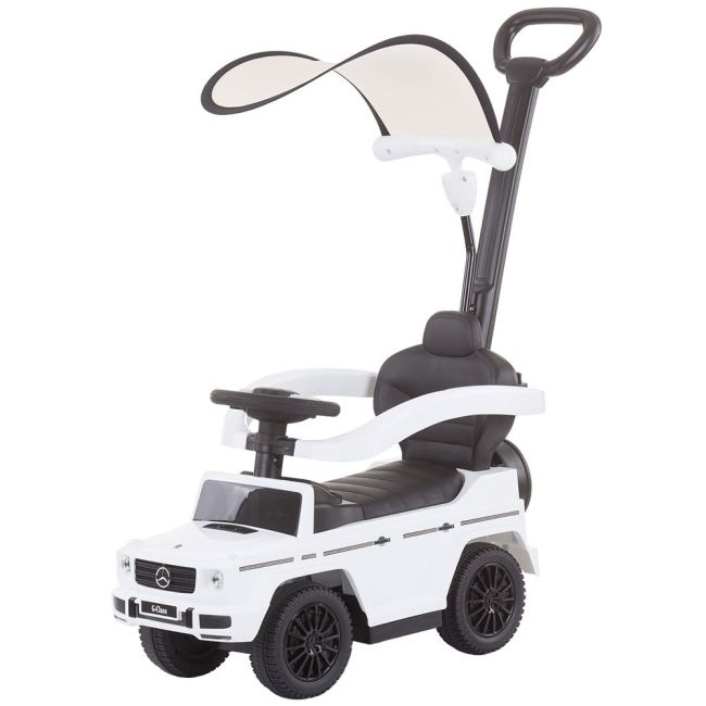 Masinuta de impins chipolino mercedes g350 white cu maner si copertina hubrocmb02101wh