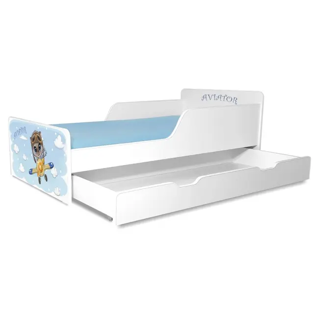 Pat copii Aviator 2-12 ani cu sertar - PC-P-AVT-SRT-80