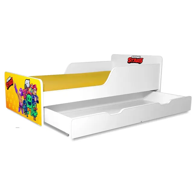 Pat copii Brawl Stars 2-12 ani cu sertar si Saltea cu lana SafeNest PC-P-MK- SRT-BRL-80