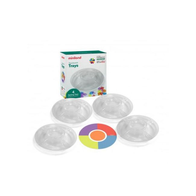 Set 4 tavite compartimentate translucide pentru sortare - okeml32168