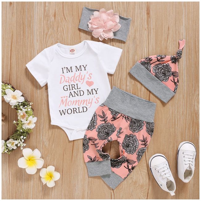 Compleu pentru fetite - Grey flowers MBFSB14-DE.3-6 luni (Marimea 18 incaltaminte)