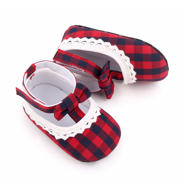 Pantofiori in carouri rosii pentru fetite MBd2657-1-sa25
