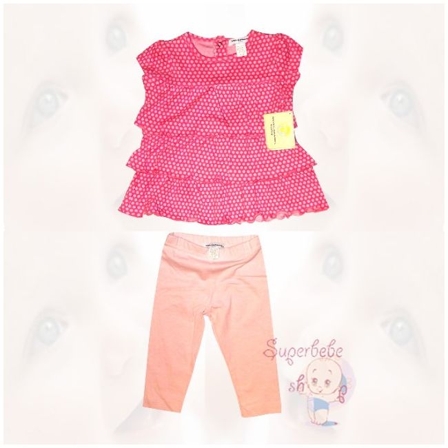Costumas - colanti roz si bluzita cu buline 6 luni - 12480 A.6 luni
