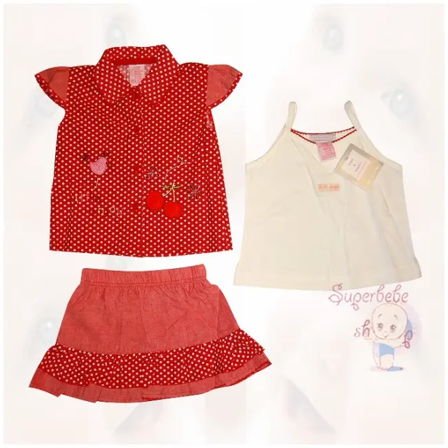 Costumas cu fustita - cirese 9-12 luni - 9438.9-12 luni