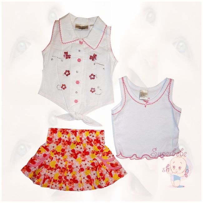 Costumas cu fustita cu floricele 3-6 luni - 9435.3-6 luni