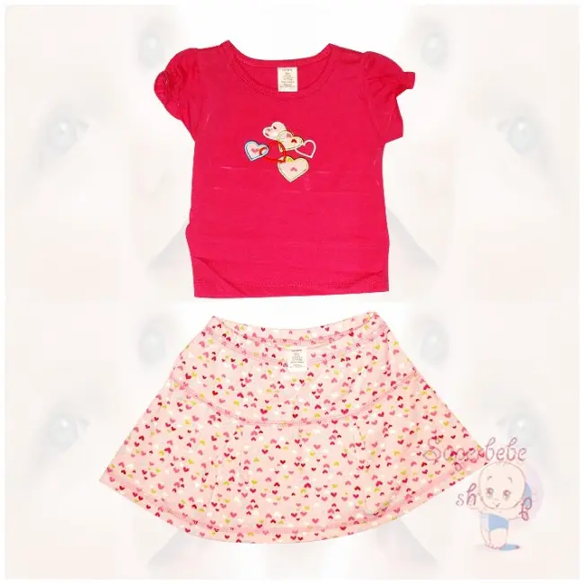 Costumas cu fustita - inimioare 2 6 luni - 12611 B.6 luni