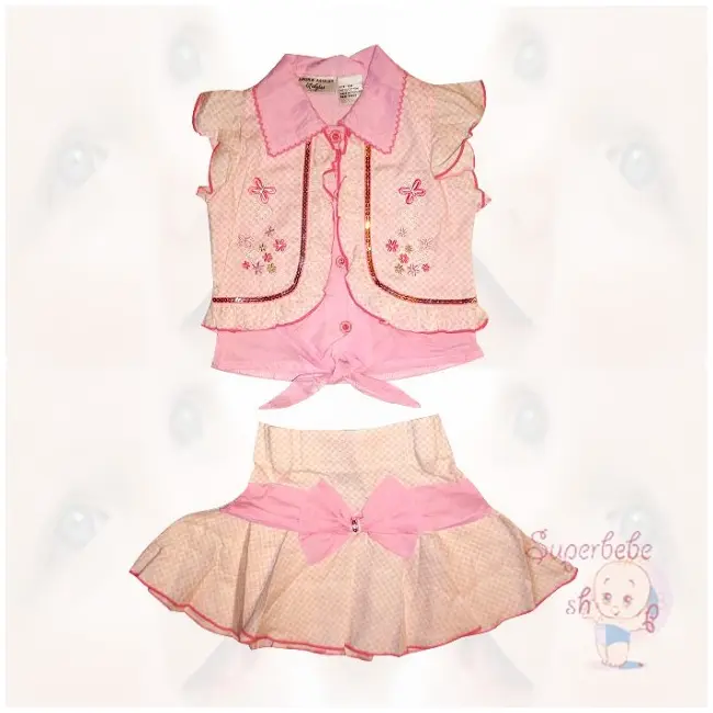 Costumas cu fustita roz si bluzita cu vestuta falsa 18 luni - 9429.18 luni