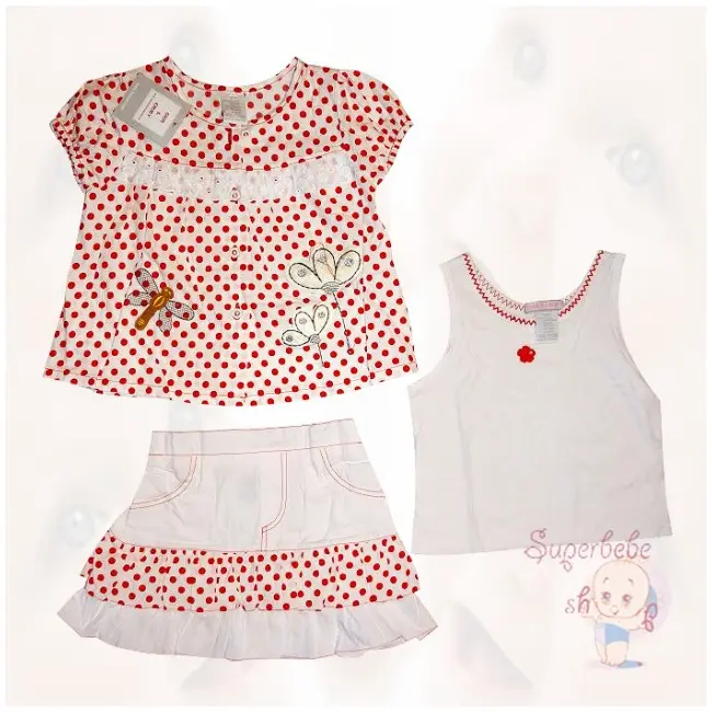 Costumas cu fustita si bluzita alba cu bulinute 18 luni - 9431 A.18 luni