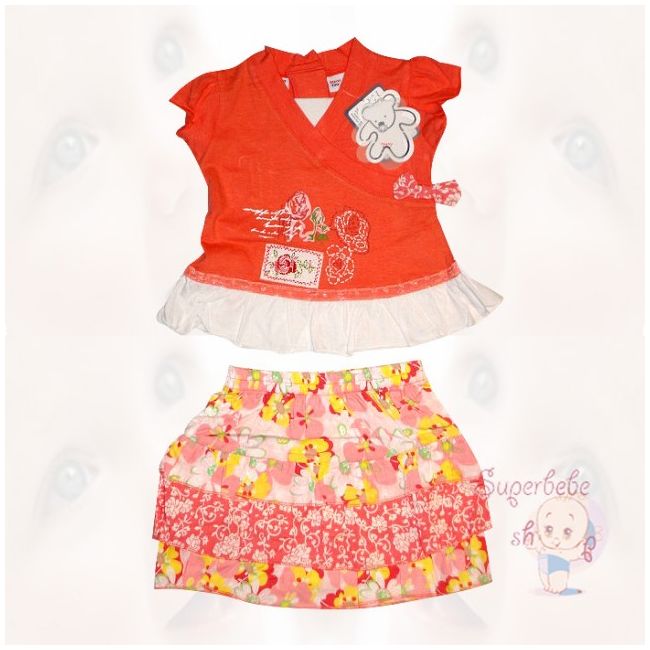 Costumas cu fustita - trandafirasi 18 luni - 9415.18 luni