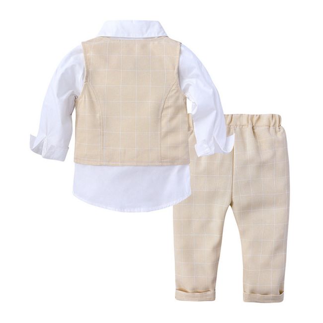 Costum elegant crem cu vestuta MDFSB73-3-DE2.9-12 luni (Marimea 20 incaltaminte)