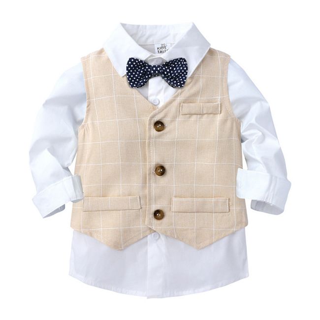 Costum elegant crem cu vestuta MDFSB73-3-DE2.9-12 luni (Marimea 20 incaltaminte)