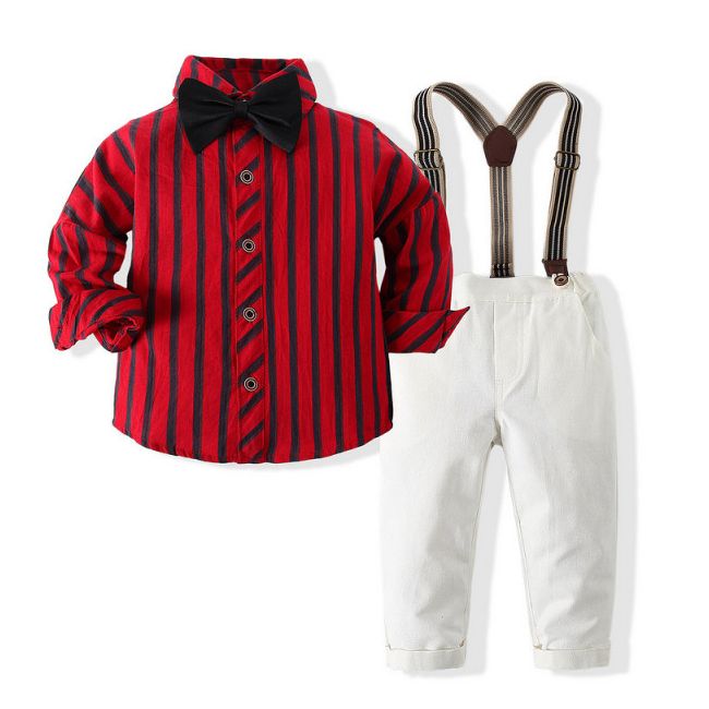 Costum pentru baietei cu camasuta rosie ADtzb0494-DE2.3 ani