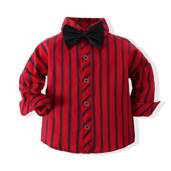 Costum pentru baietei cu camasuta rosie ADtzb0494-DE2.3 ani