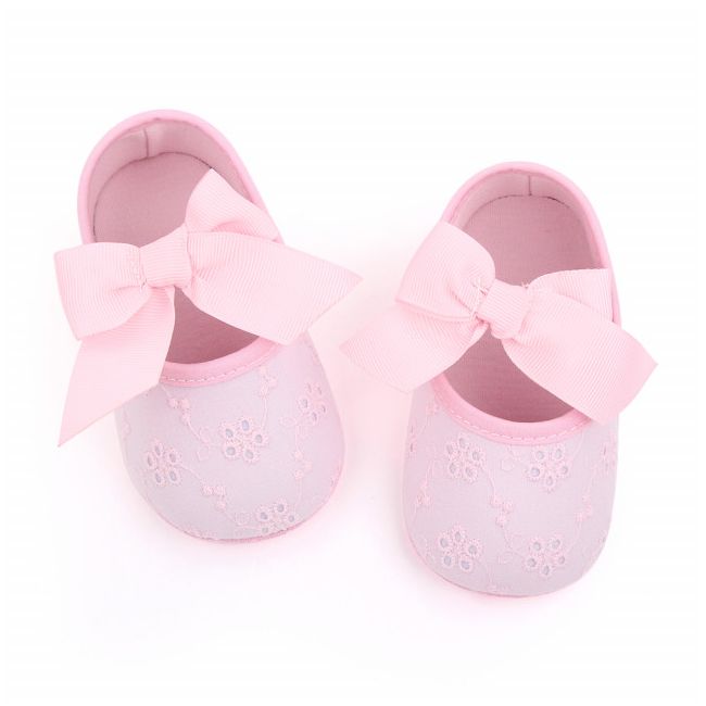 Pantofiori roz cu floricele brodate si fundita ADd2578-2-sa30