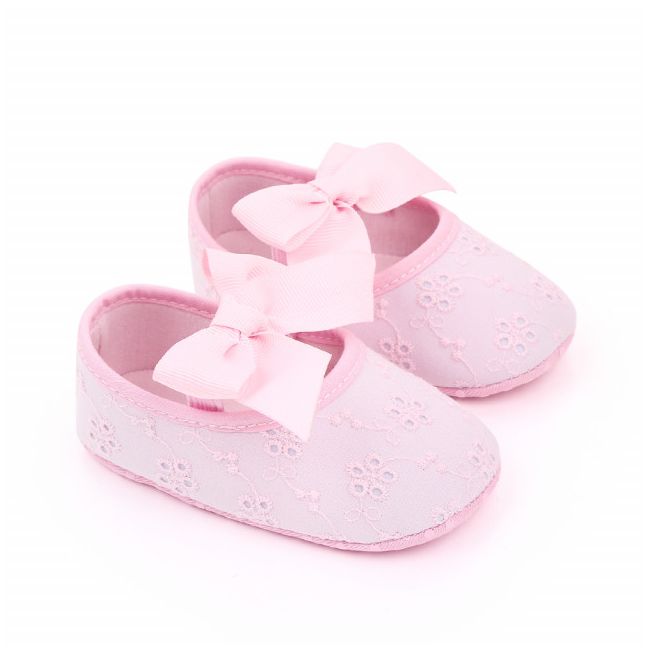 Pantofiori roz cu floricele brodate si fundita ADd2578-2-sa30