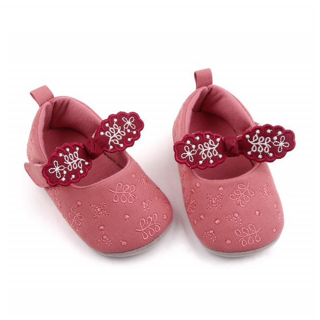 Pantofiori roz pudra cu fundita brodata pentru fetite ADD2602-2-sa24