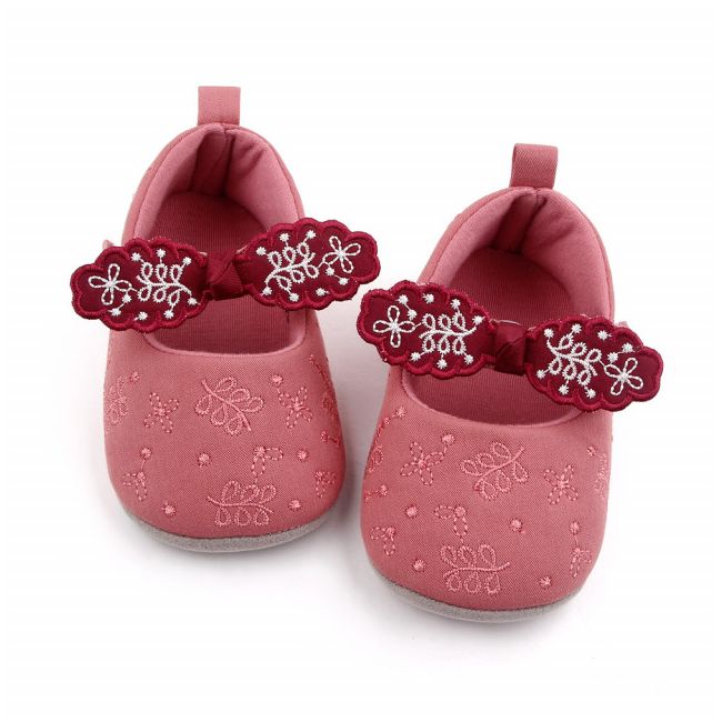 Pantofiori roz pudra cu fundita brodata pentru fetite ADD2602-2-sa24