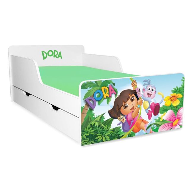 Pat copii Dora 2-12 ani cu sertar si Saltea cu lana SafeNest inclusa - PC-P-MK-TIG-DOR-80