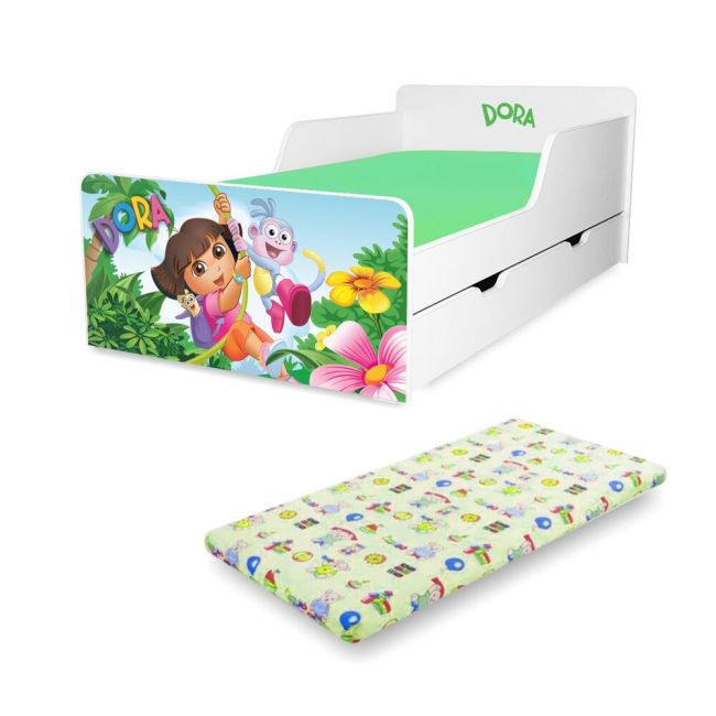 Pat copii Dora 2-12 ani cu sertar si Saltea cu lana SafeNest inclusa - PC-P-MK-TIG-DOR-80