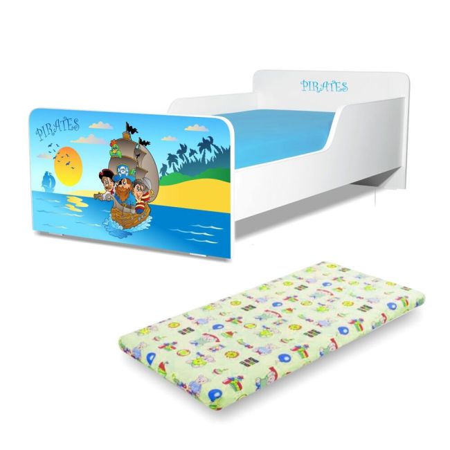 Pat copii Pirati 2-8 ani cu saltea inclusa - PC-P-MOK-PIR-70