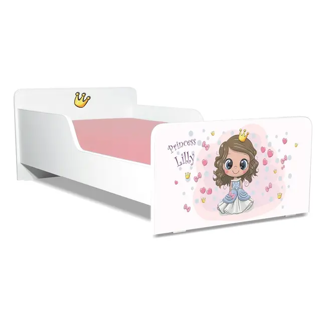 Pat copii Printesa Lilly 2-12 ani cu saltea din lana inclusa PC-P-MOK-LIL-80