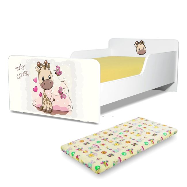 Pat Copii Creativ Girafa 2-12 Ani, Cu Saltea Din Lana Inclusa 160x80- ASC-mok-gir-80