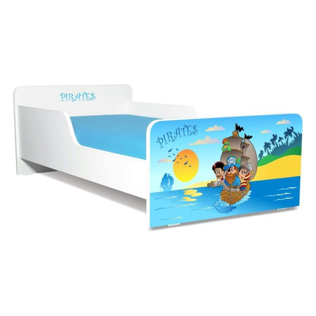 Pat Start Pirati 2-8 ani + saltea 140x70x12 cm + husa impermeabila - PC-PCH-PRO-STR-PIR-70