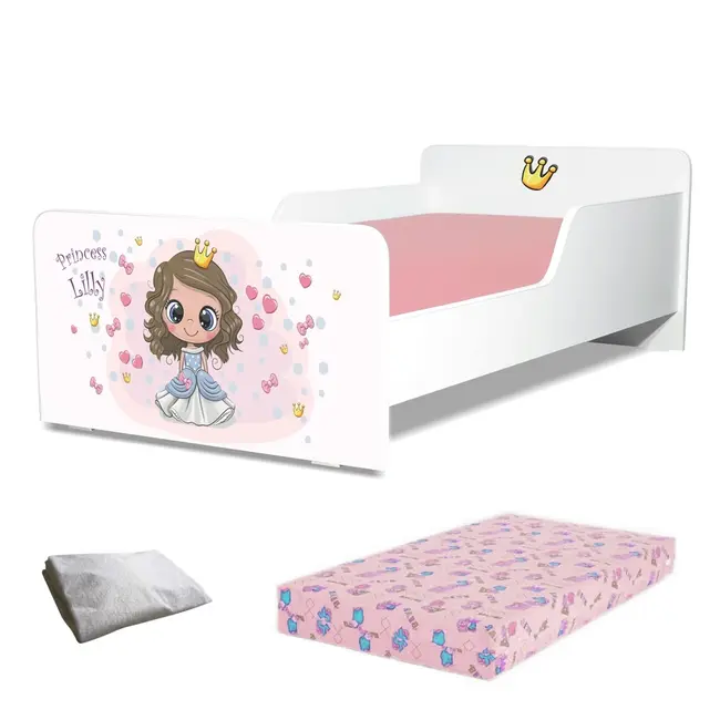 Pat Start Printesa Lilly 2-8 ani + saltea SmartNest cu lana 140x70x12 cm + husa impermeabila - PC-PCH-PRO-STR-LIL-70